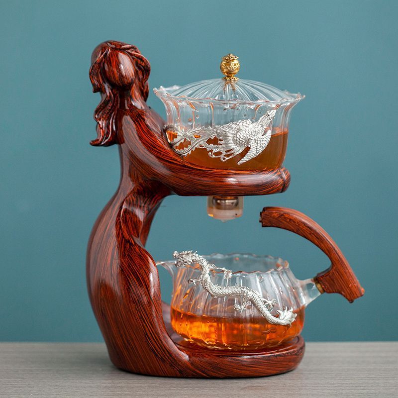 Sculptural Semi-Automatic Glass Tea Infuser Set