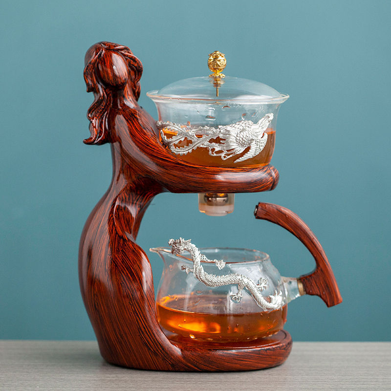 Sculptural Semi-Automatic Glass Tea Infuser Set