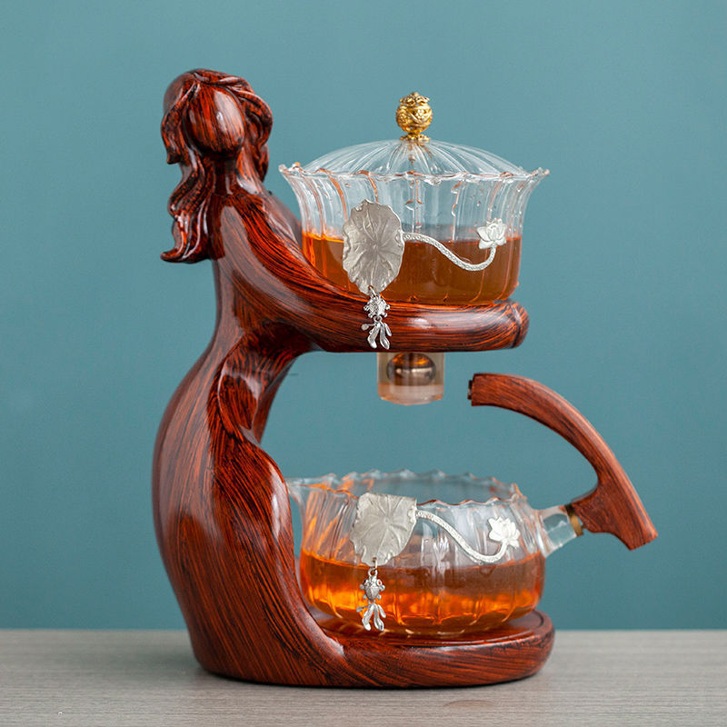 Sculptural Semi-Automatic Glass Tea Infuser Set