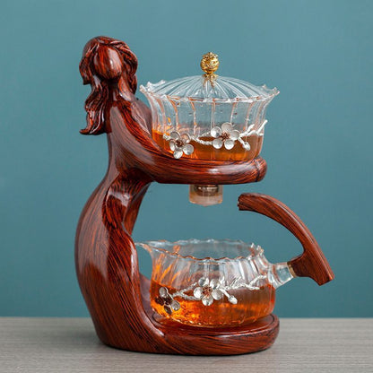 Sculptural Semi-Automatic Glass Tea Infuser Set