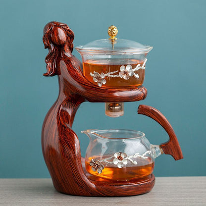 Sculptural Semi-Automatic Glass Tea Infuser Set