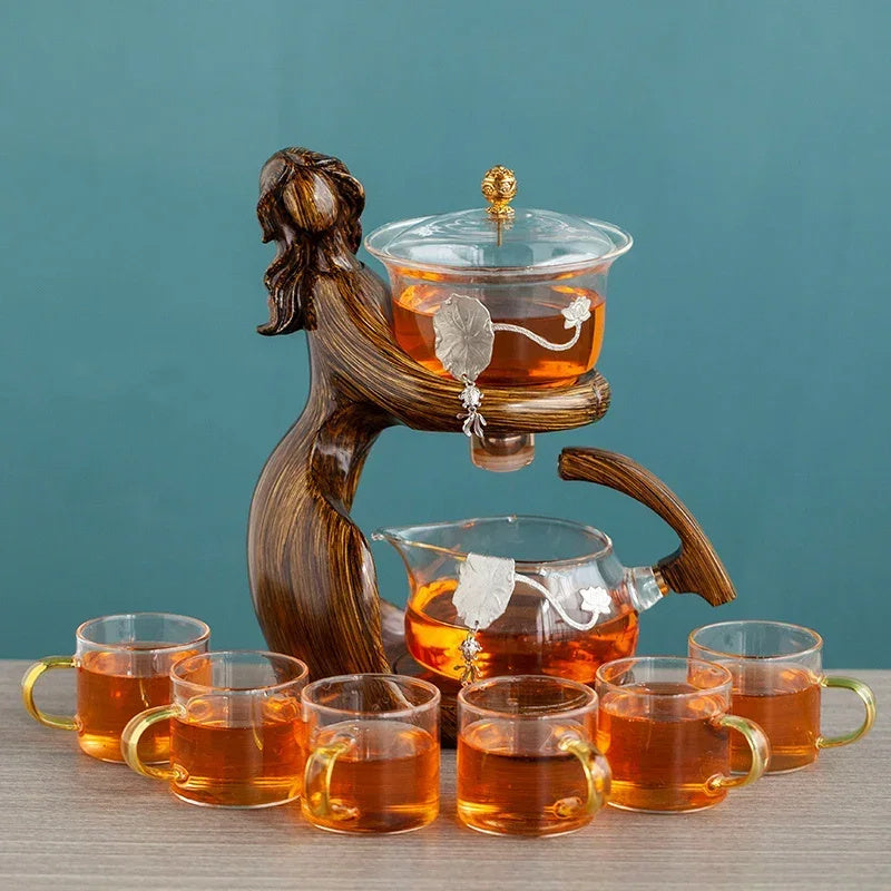Sculptural Semi-Automatic Glass Tea Infuser Set