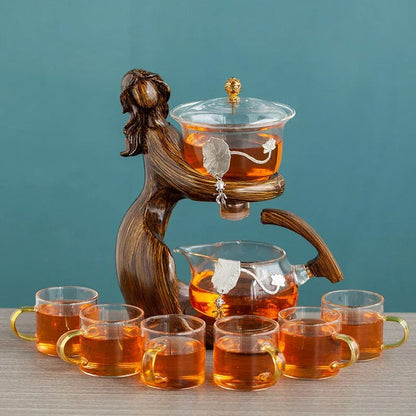 Sculptural Semi-Automatic Glass Tea Infuser Set