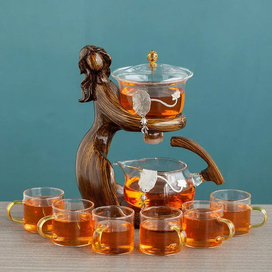 Sculptural Semi-Automatic Glass Tea Infuser Set