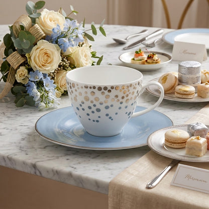 CASANOI Silver Rain 11-Piece Porcelain Tea Service for 4