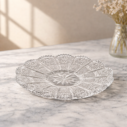 Vintage Embossed Glass Tea Cup & Saucer Set