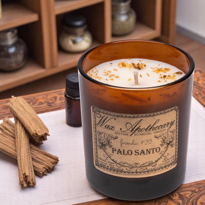 9 oz Palo Santo Artisan Amber Glass Candle