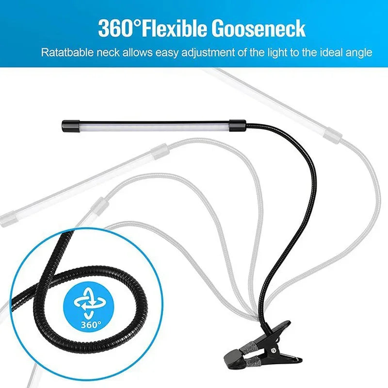 Premium LED Clip Desk Lamp - Velura14k Gooseneck Reading Light