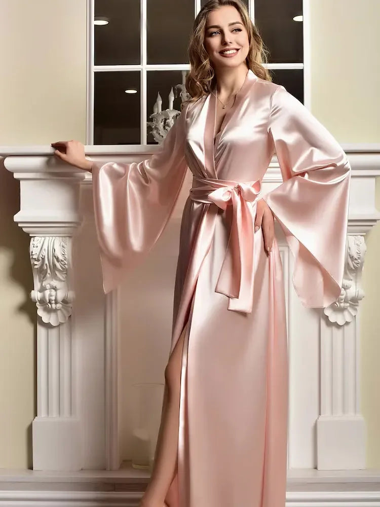 Velura Luxe Bridal Satin Kimono Robe