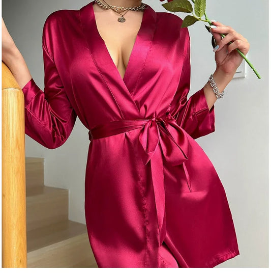 Velura Luxe Short Satin Kimono Robe