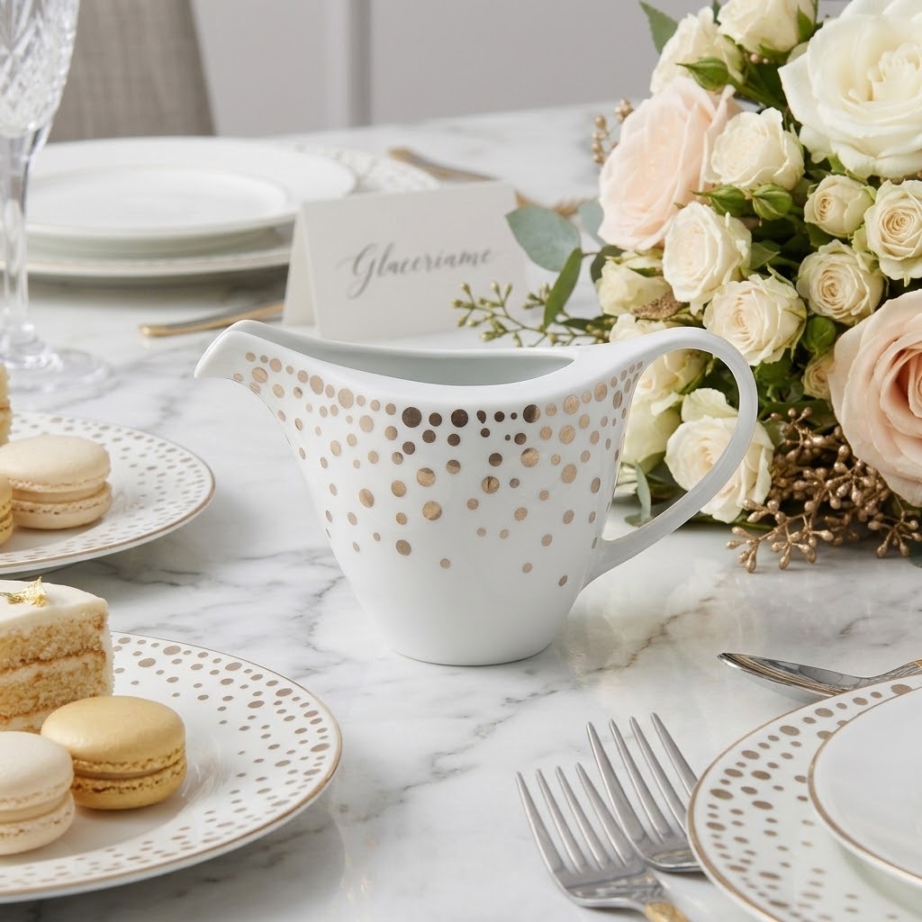 CASANOI Silver Rain 11-Piece Porcelain Tea Service for 4