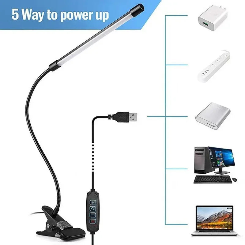 Premium LED Clip Desk Lamp - Velura14k Gooseneck Reading Light