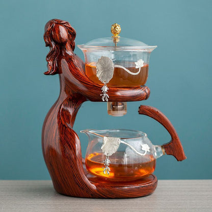 Sculptural Semi-Automatic Glass Tea Infuser Set
