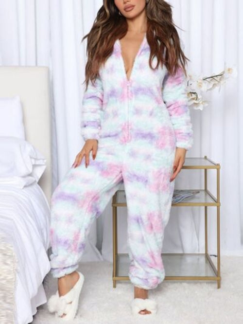 Velura Printed Zip-Up Lounge Set — Luxury Stretch Loungewear for Women