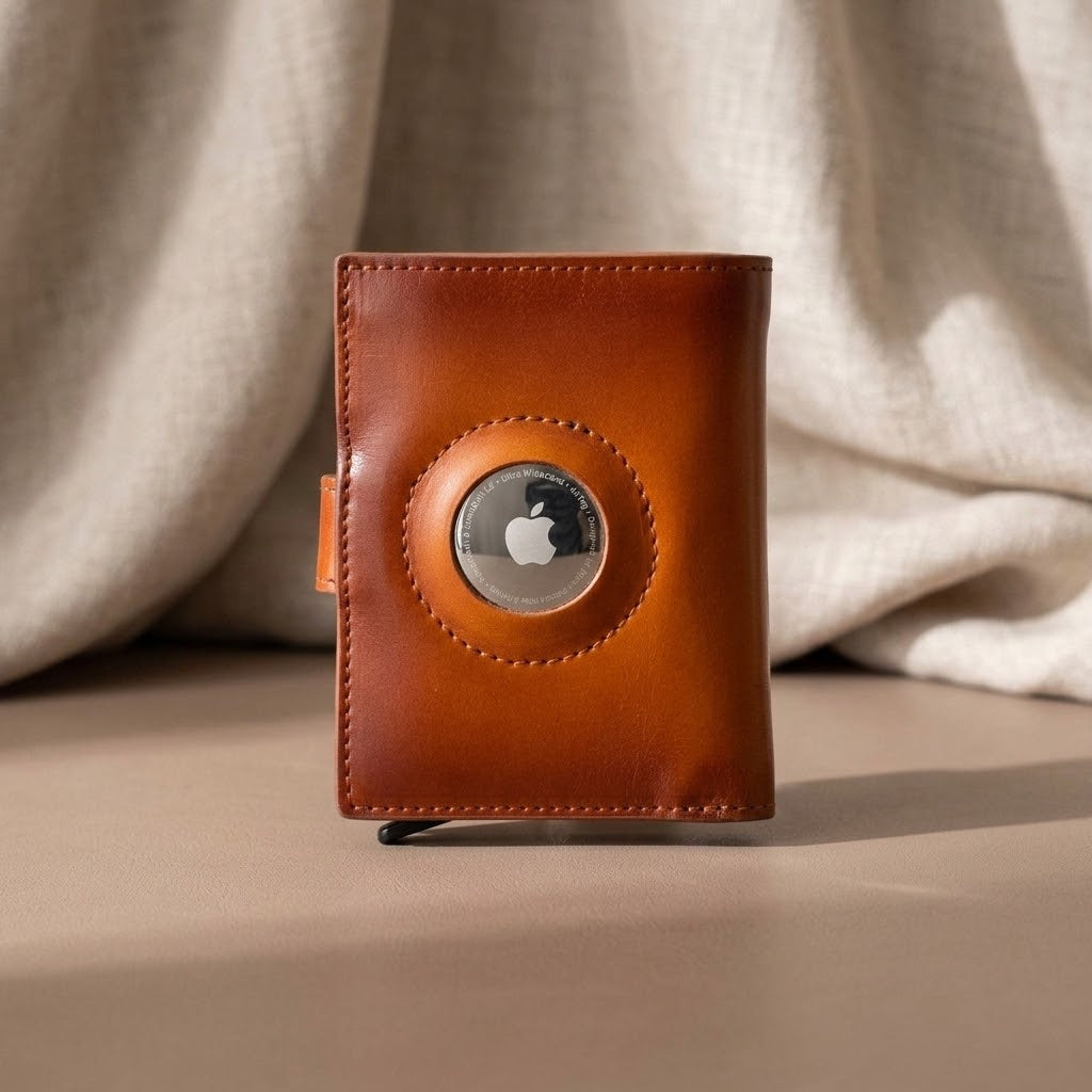 Douglas Genuine Leather Pop-Up Wallet with AirTag Slot - RFID Blocking Cardholder